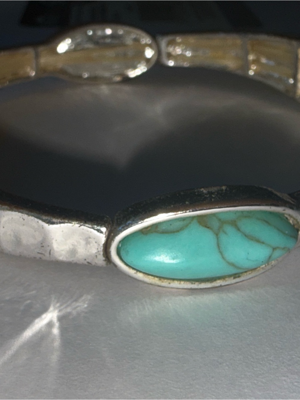 Turquoise Stone Silver-Tone Cuff Bracelet - Women